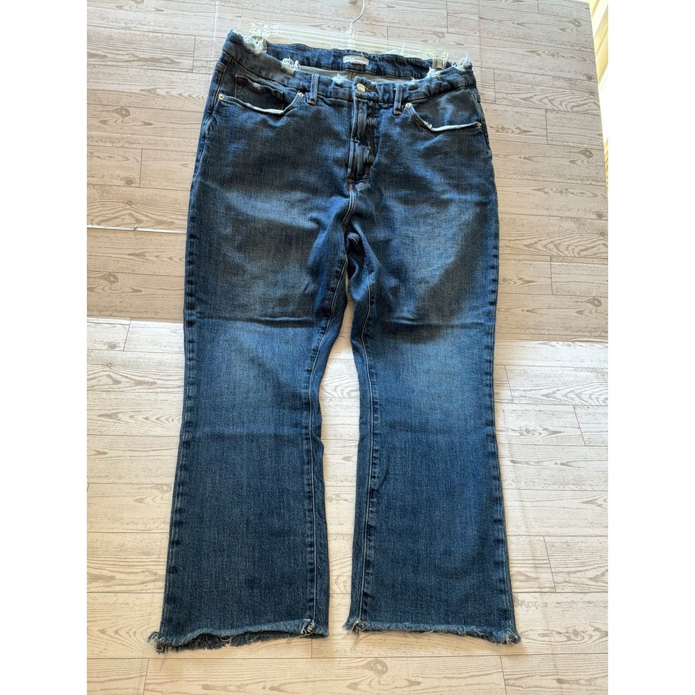 Good American Good Legs Straight Jeans Women 16 Indigo Raw Hem High Rise
